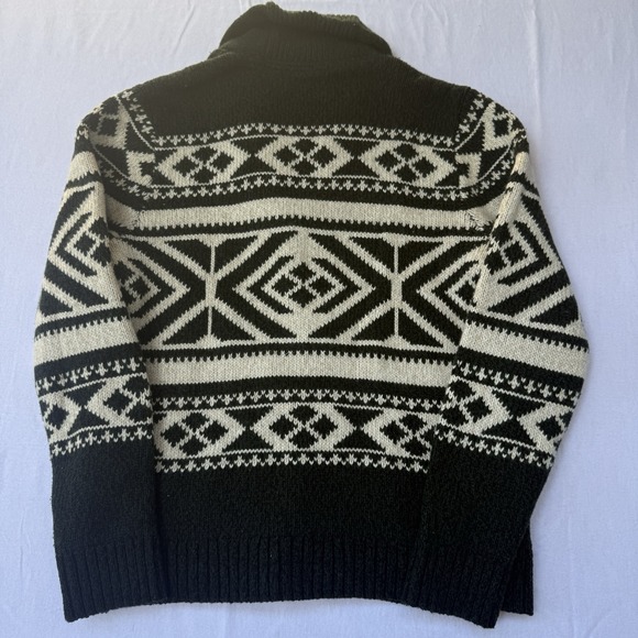 90s Y2K Abercrombie & Fitch Size Medium Wool Moose Fair Isle Cardigan Sweater - Picture 2 of 6